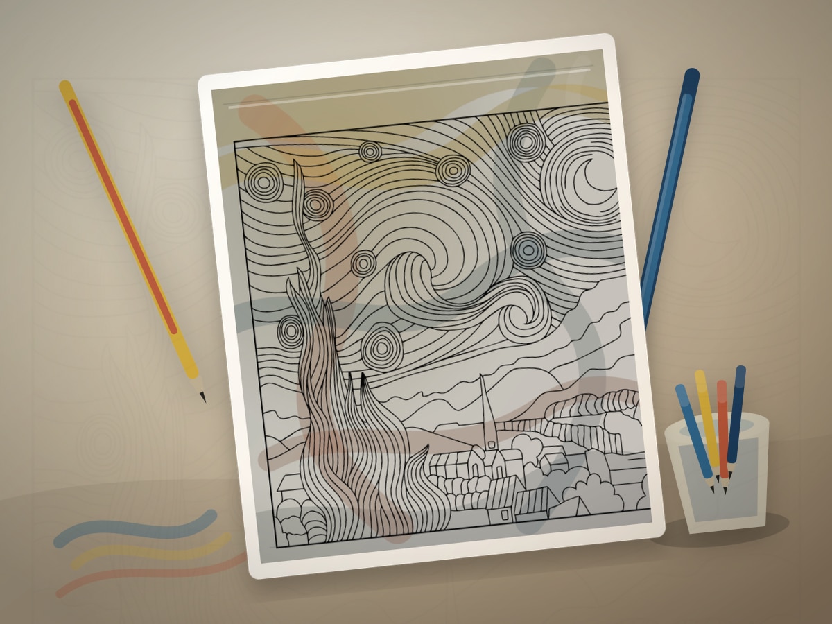 Van Gogh-Inspired Coloring Pages: Movement, Texture, and Expressive Color article thumbnail