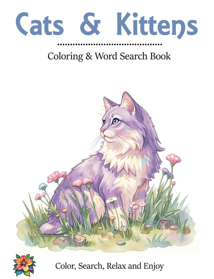 Cats & Kittens Printable Coloring and Word Search Bundle cover